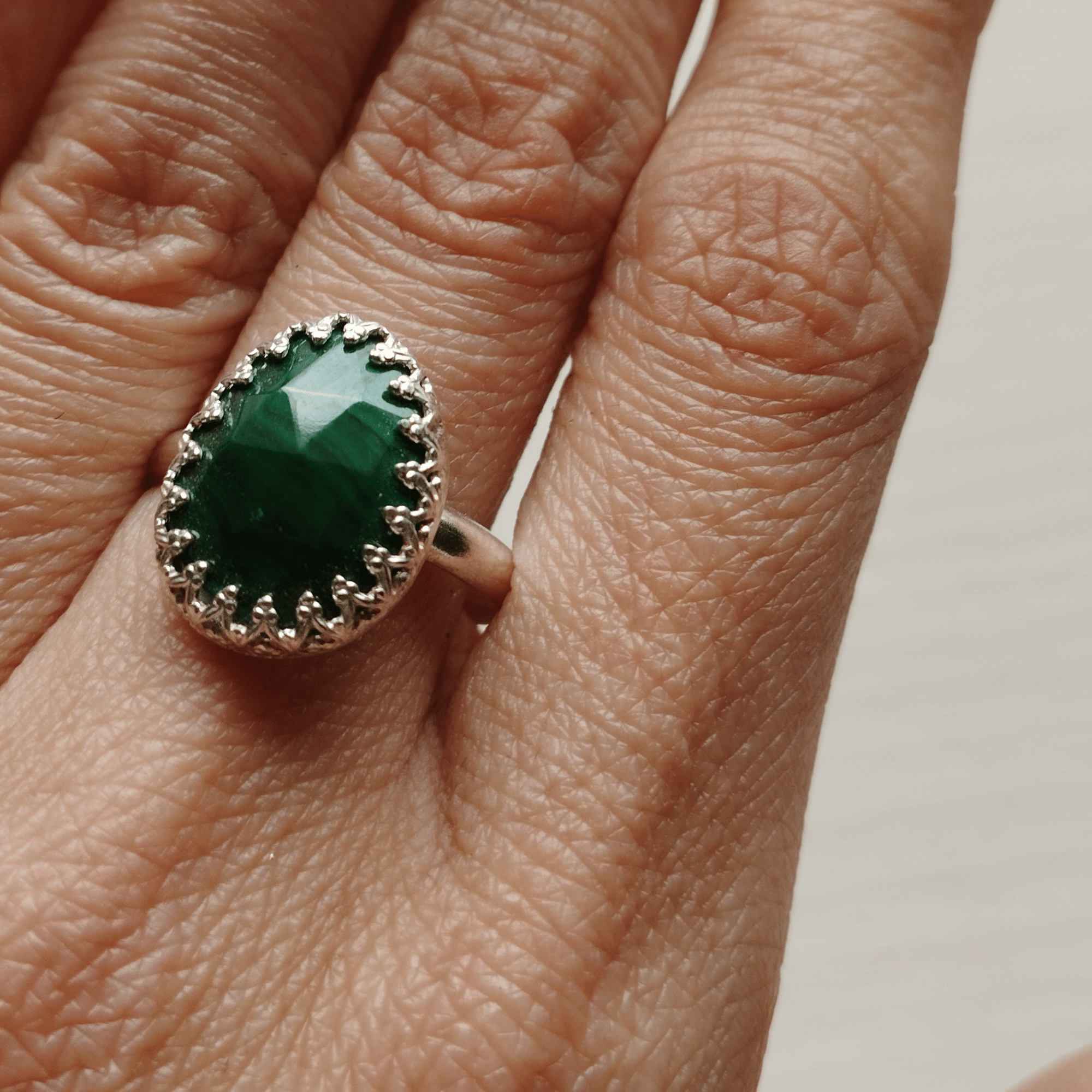 Bague artisanale en malachite et argent 925 – Image 8