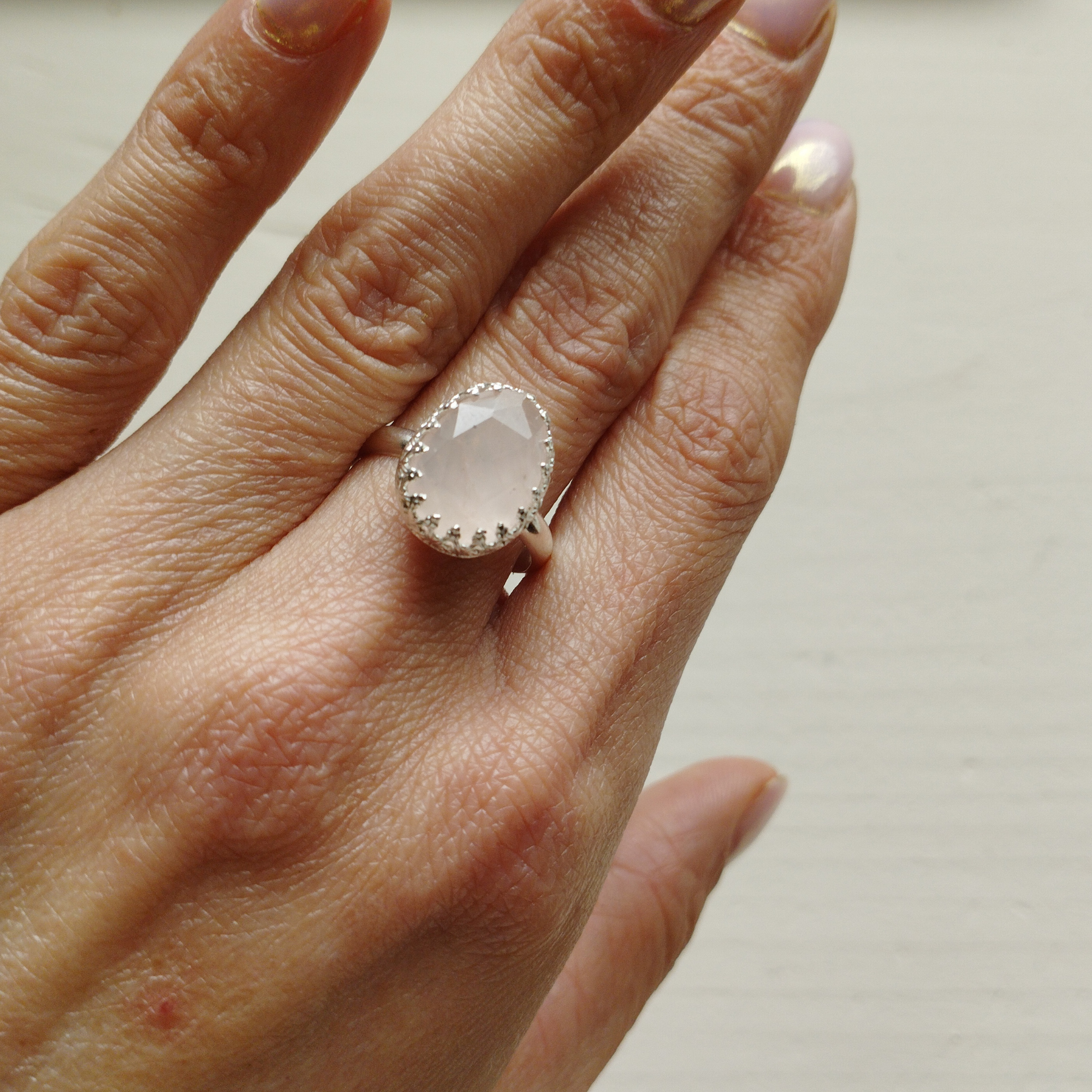 Bague artisanale en quartz rose et argent sterling 925 – Image 7