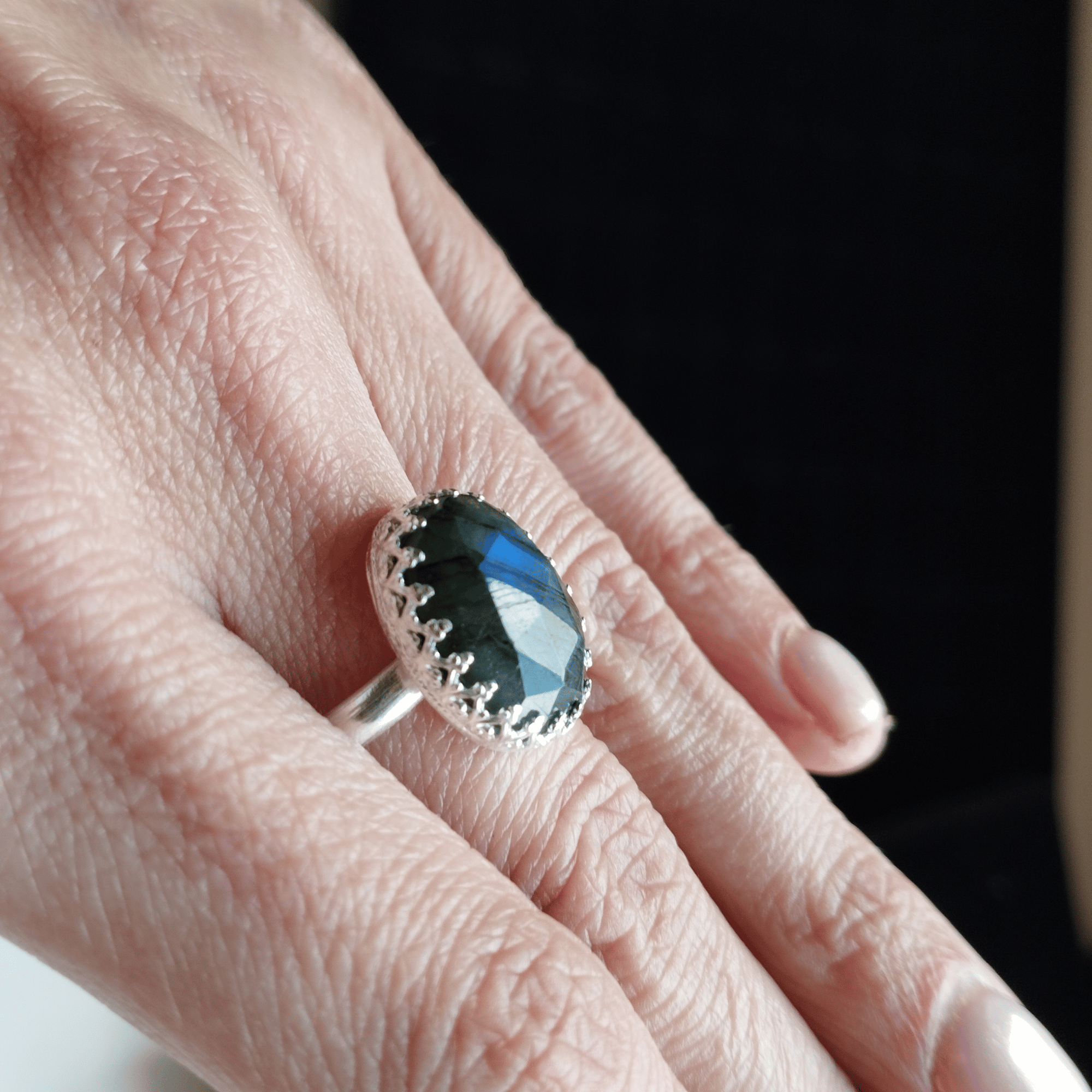 Bague argent et labradorite bleue