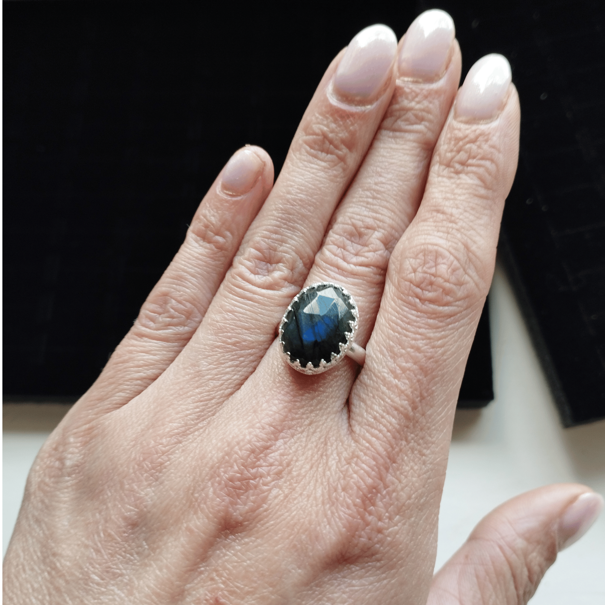 Bague argent et labradorite bleue