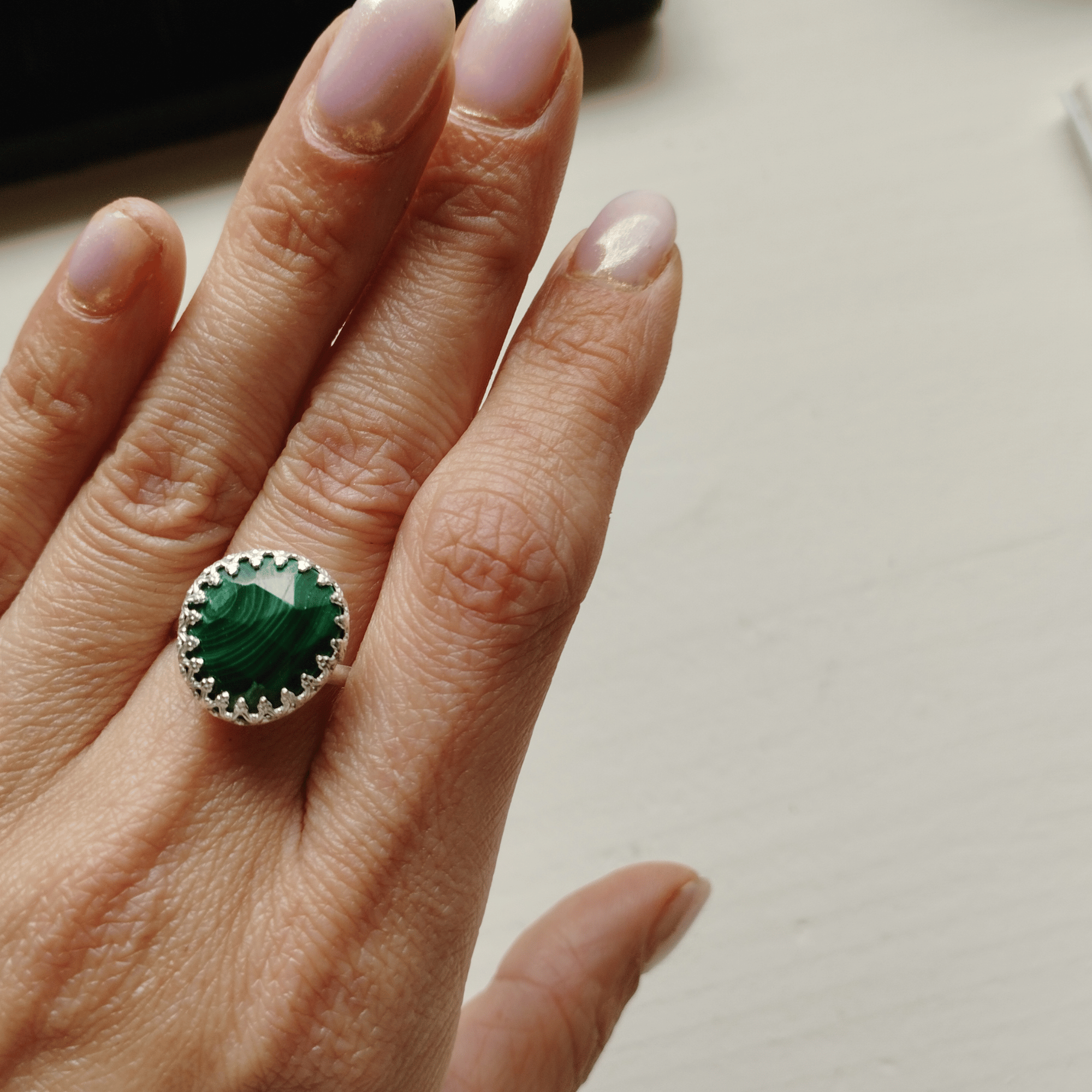 Bague artisanale en malachite et argent 925 – Image 2