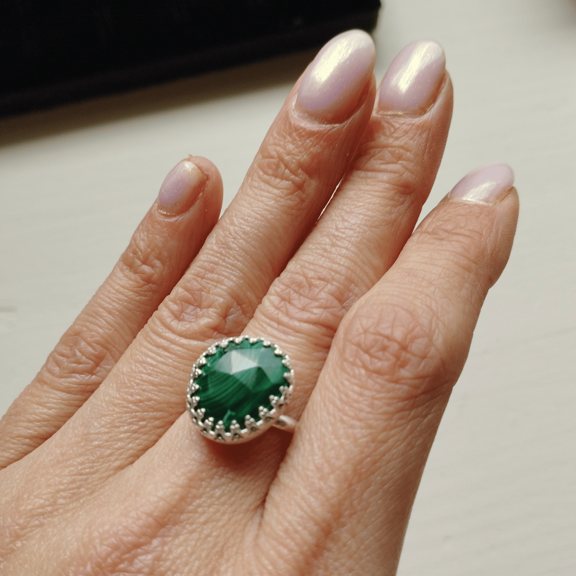 Bague artisanale en malachite et argent 925 – Image 4
