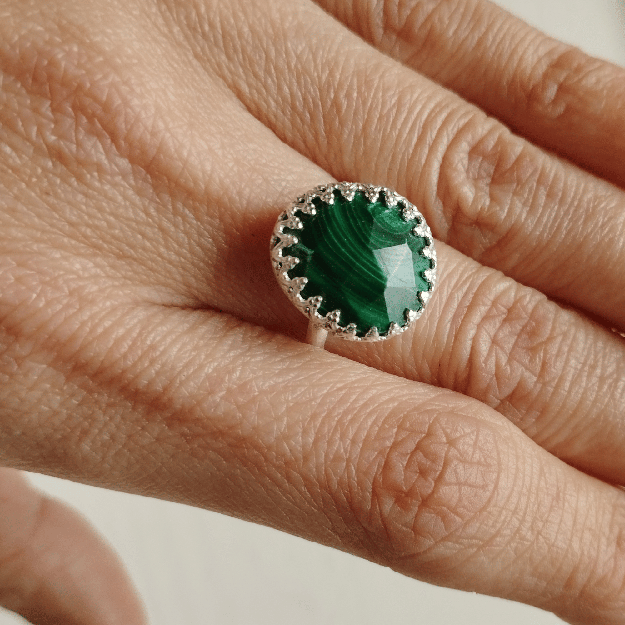Bague artisanale en malachite et argent 925 – Image 6