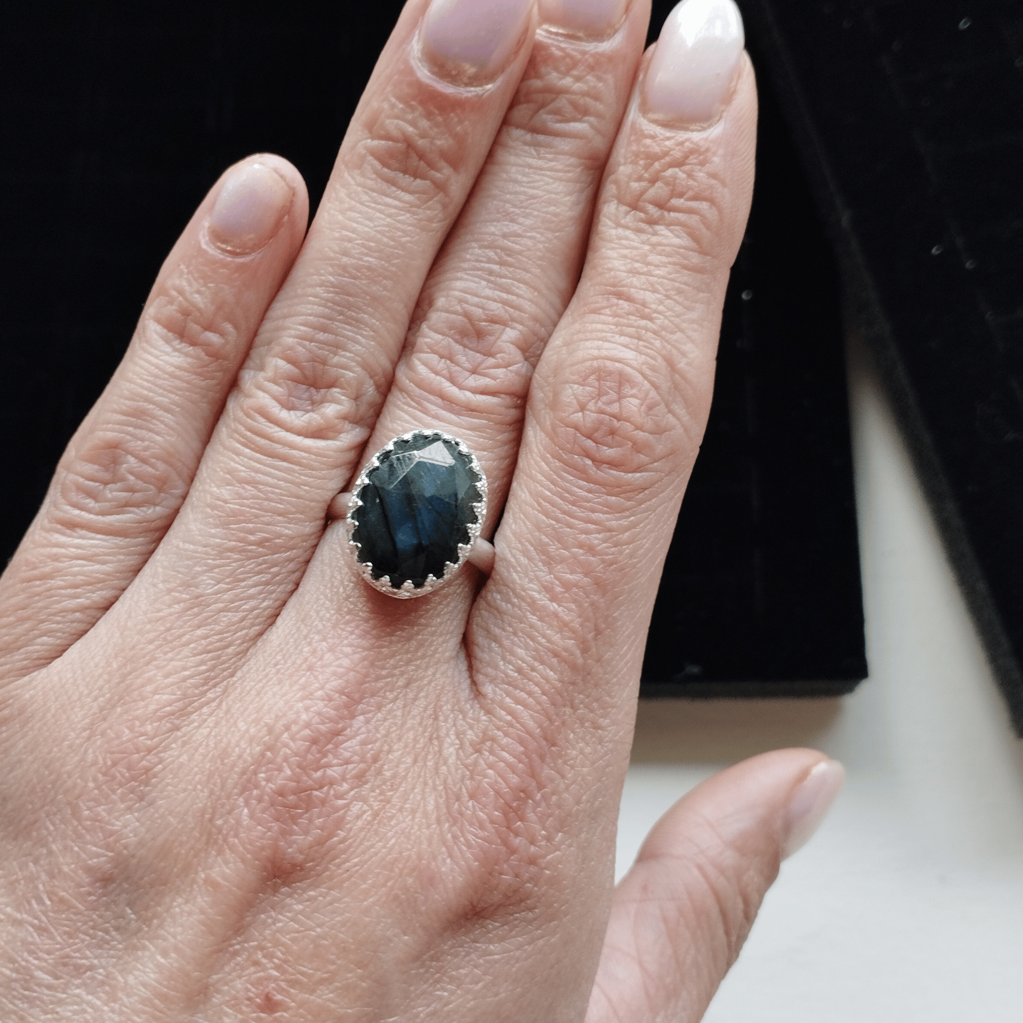 Bague argent et labradorite bleue