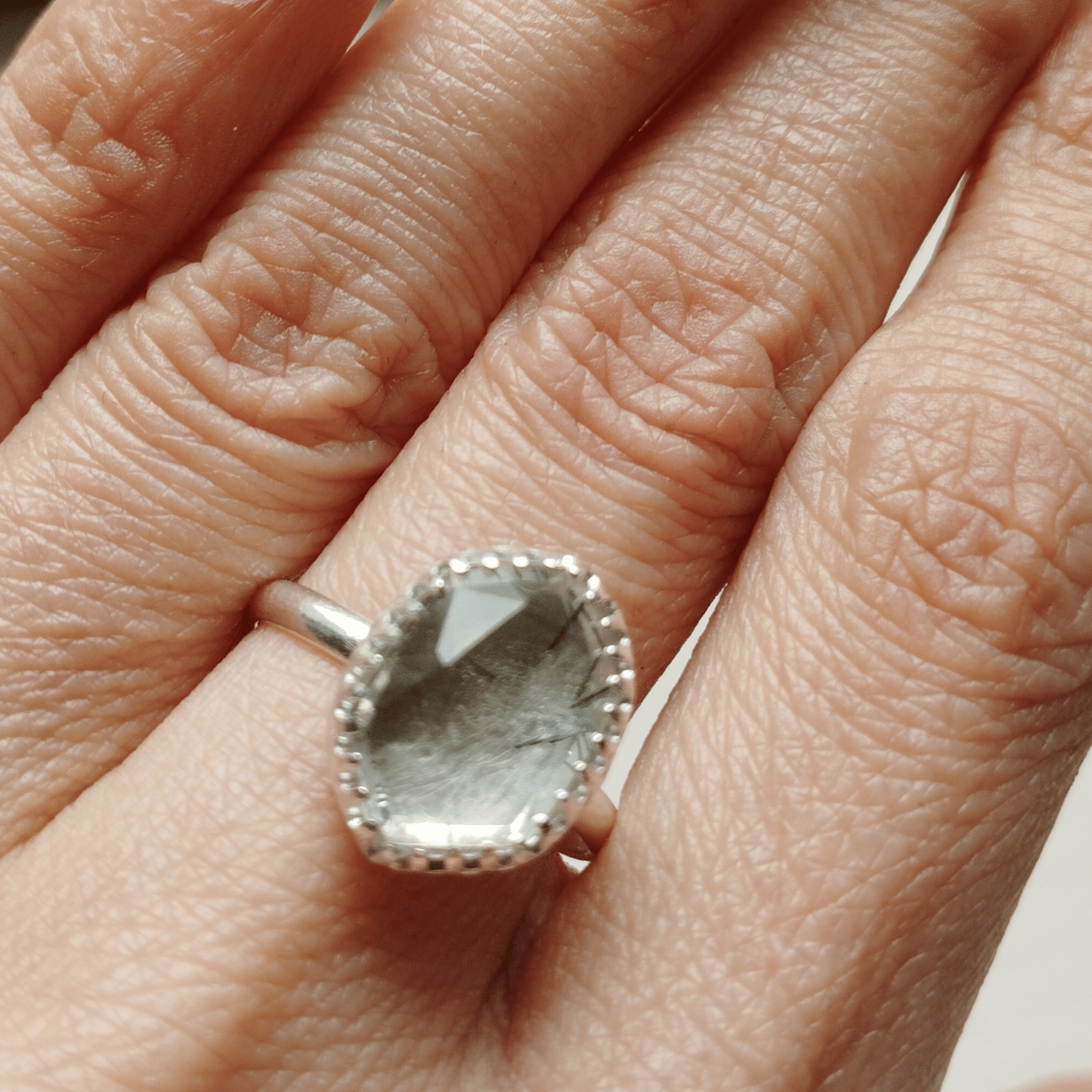Bague en argent 925 et quartz rutile