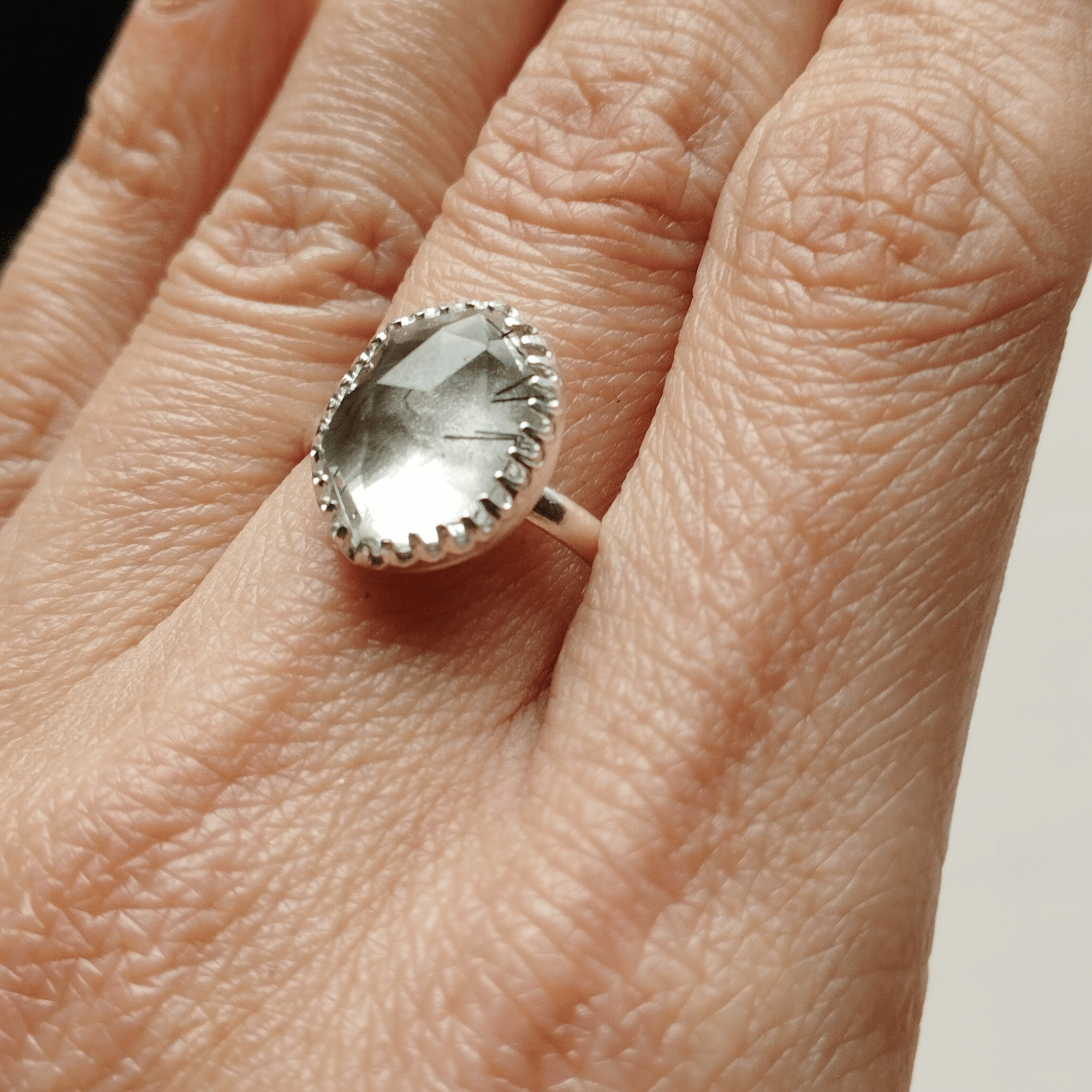 Bague en argent 925 et quartz rutile