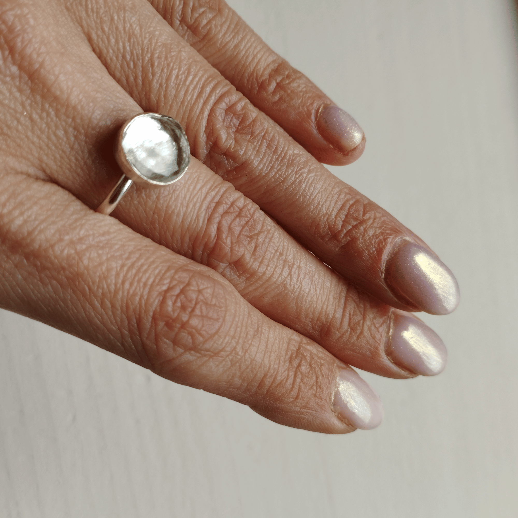 Bague artisanale en cristal de roche et argent sterling 925