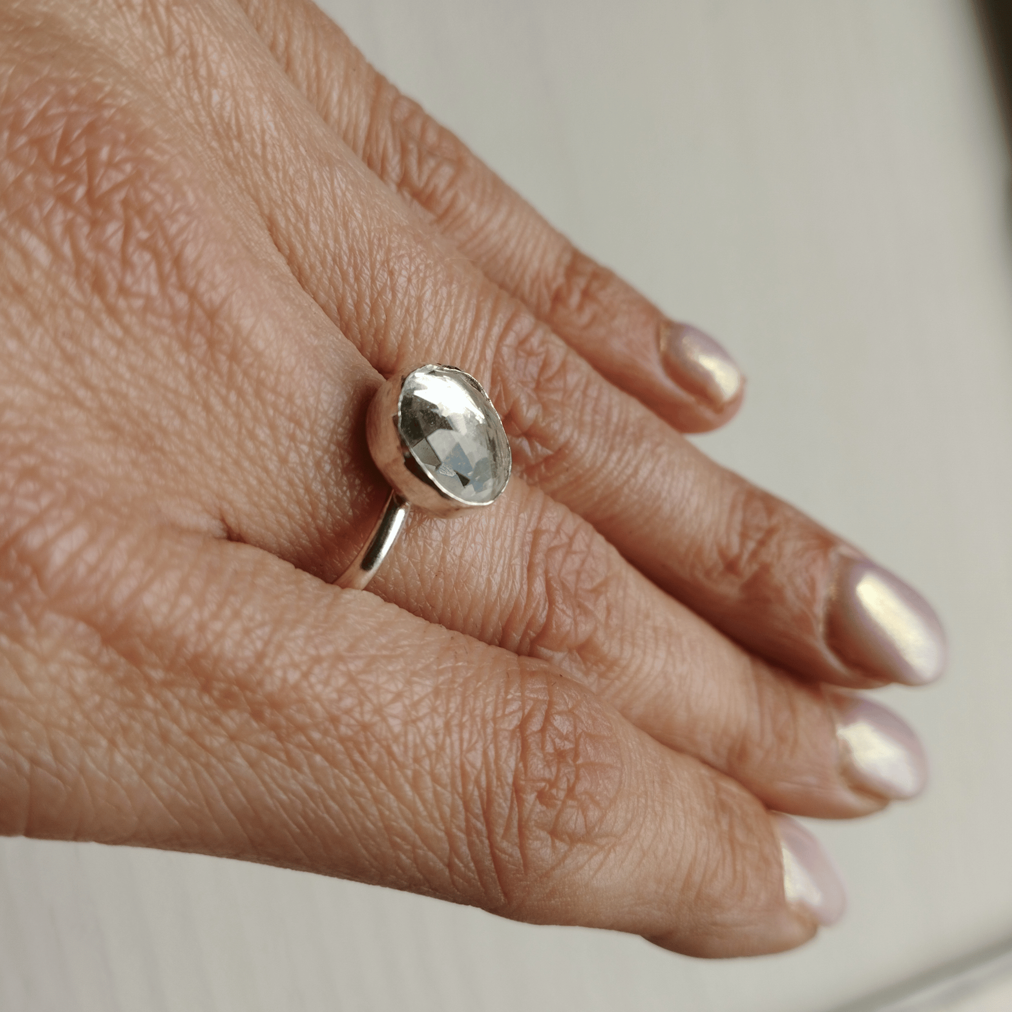 Bague artisanale en cristal de roche et argent sterling 925 – Image 4