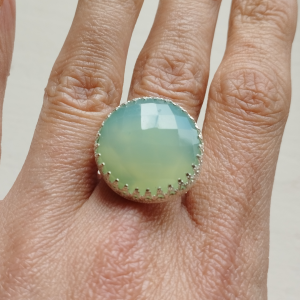 Bague artisanale en calcédoine et argent sterling 925