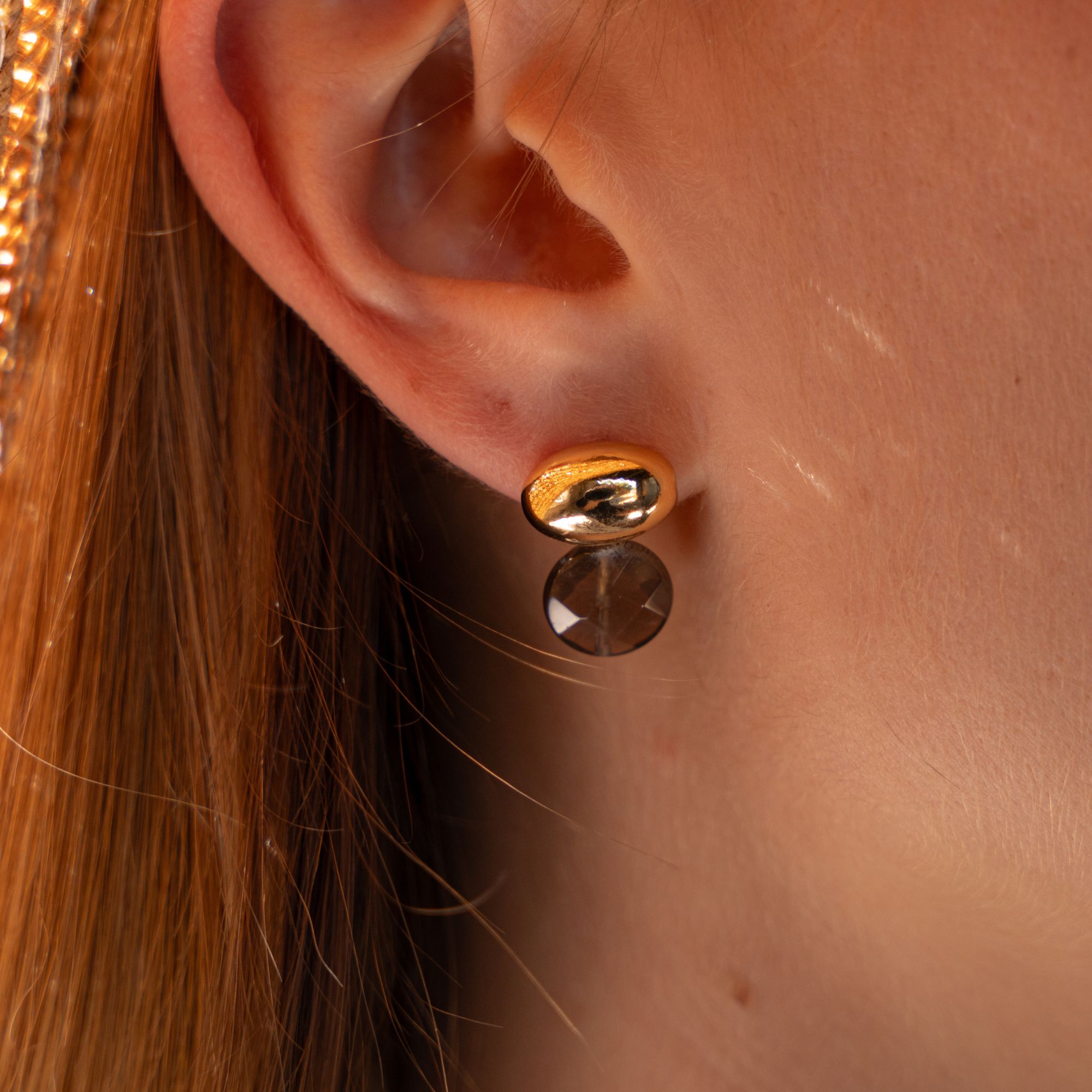 Boucles d'oreilles quartz fumé