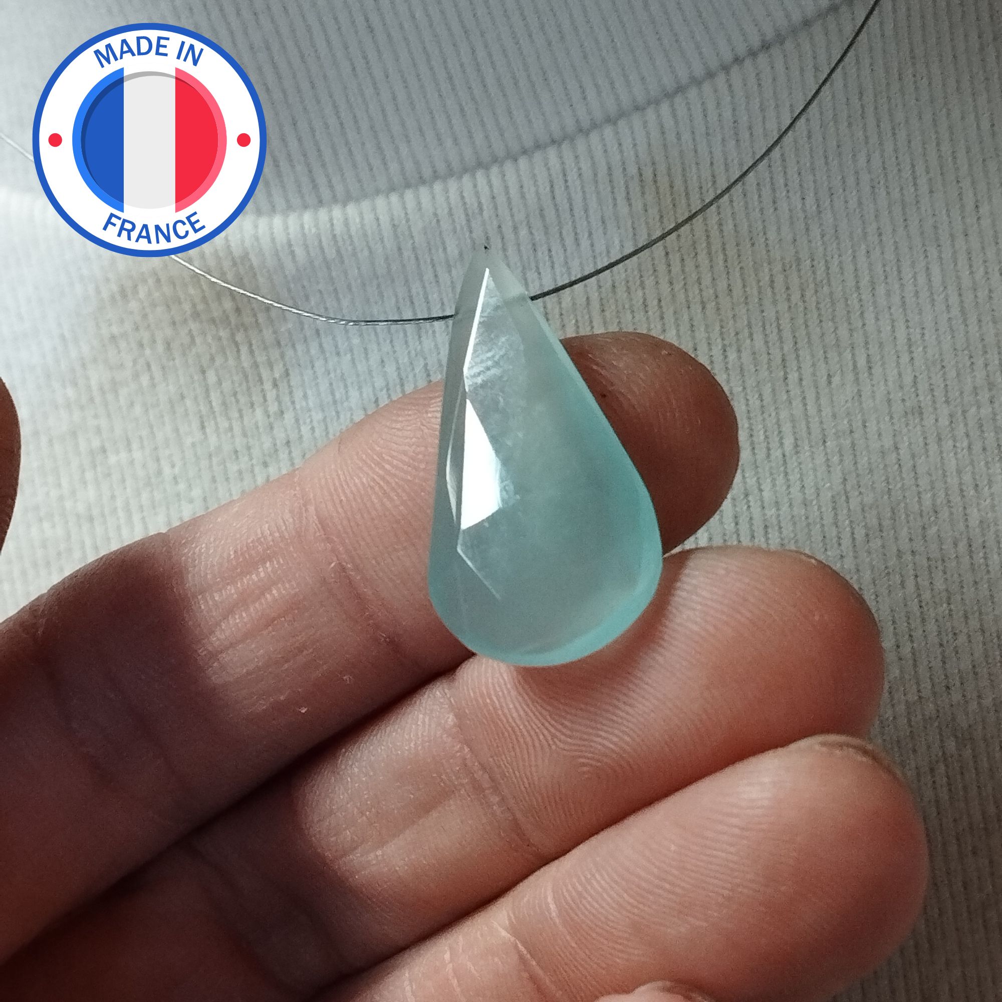 Pendentif Calcédoine bleue