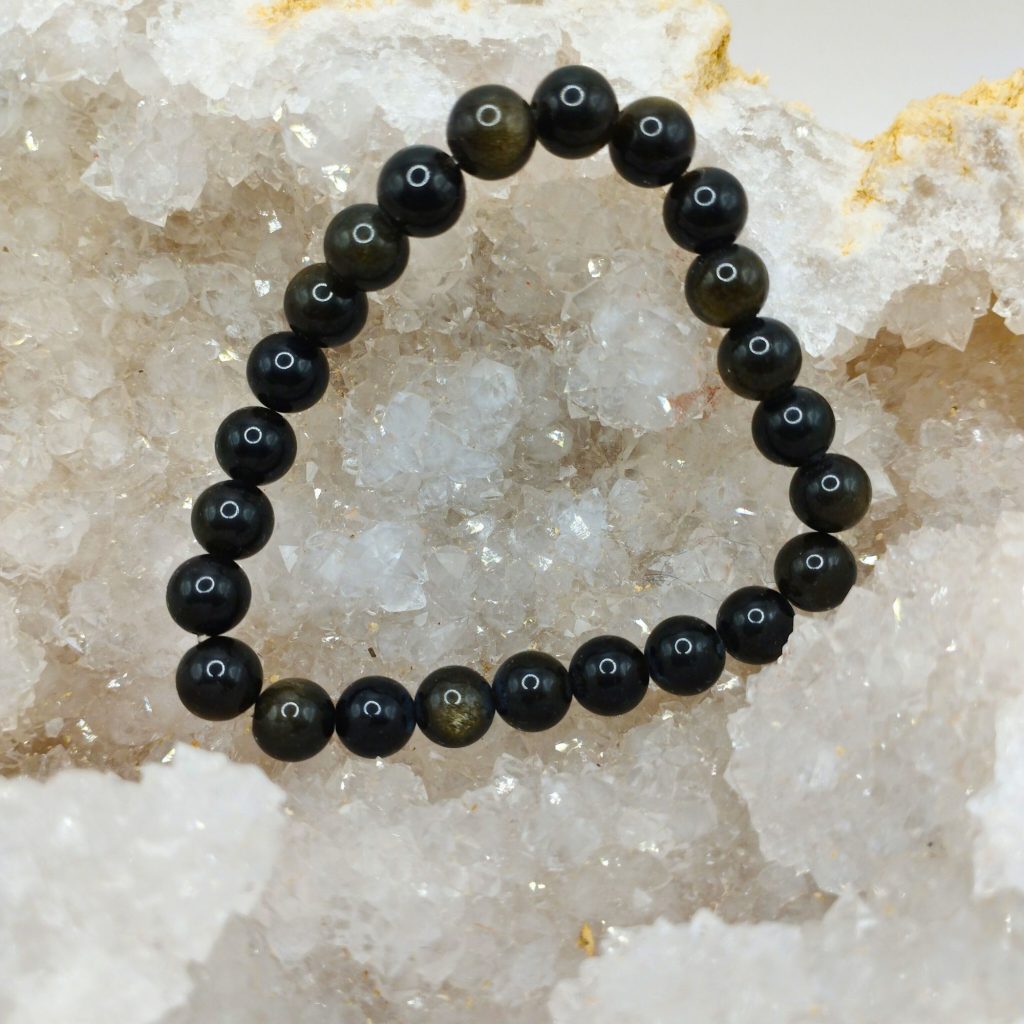 bracelet obsidienne dorée