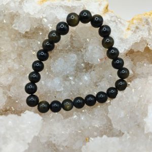 bracelet obsidienne dorée