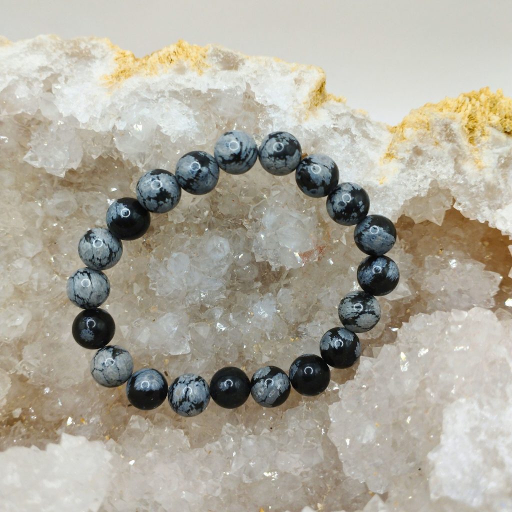 bracelet Obsidienne Flocon de Neige