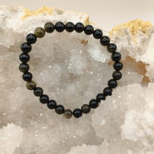 bracelet obsidienne dorée