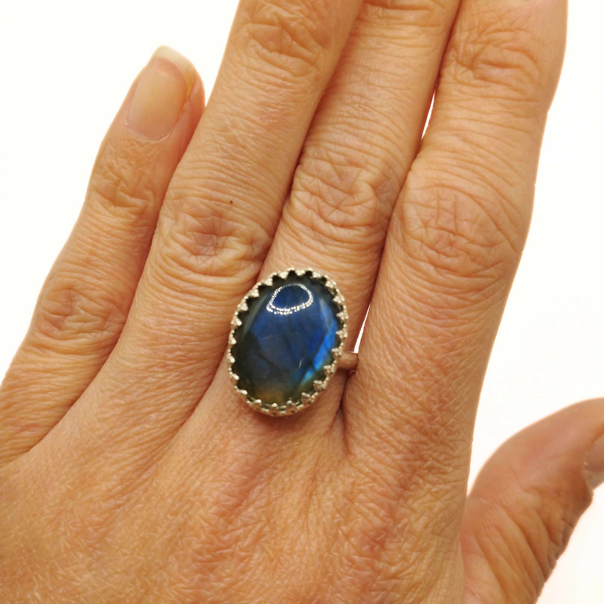 bague labradorite bleue