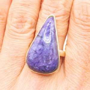 bague artisanale argent et charoïte