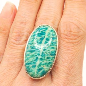 bague artisanale argent et amazonite