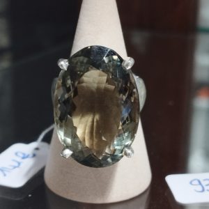 bague prasiolite à facettes et argent sterling 925