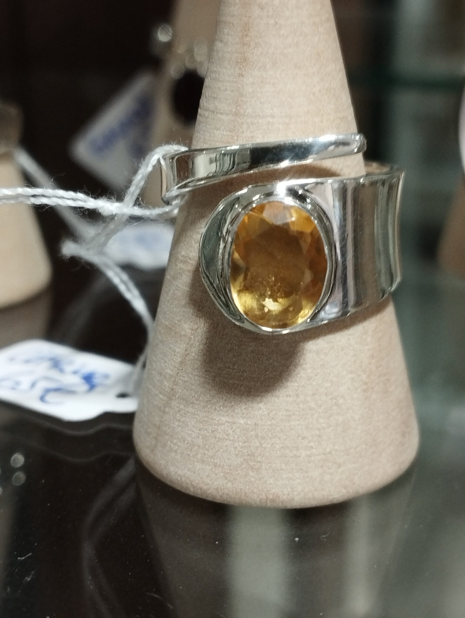 bague citrine facettes et argent sterling 925