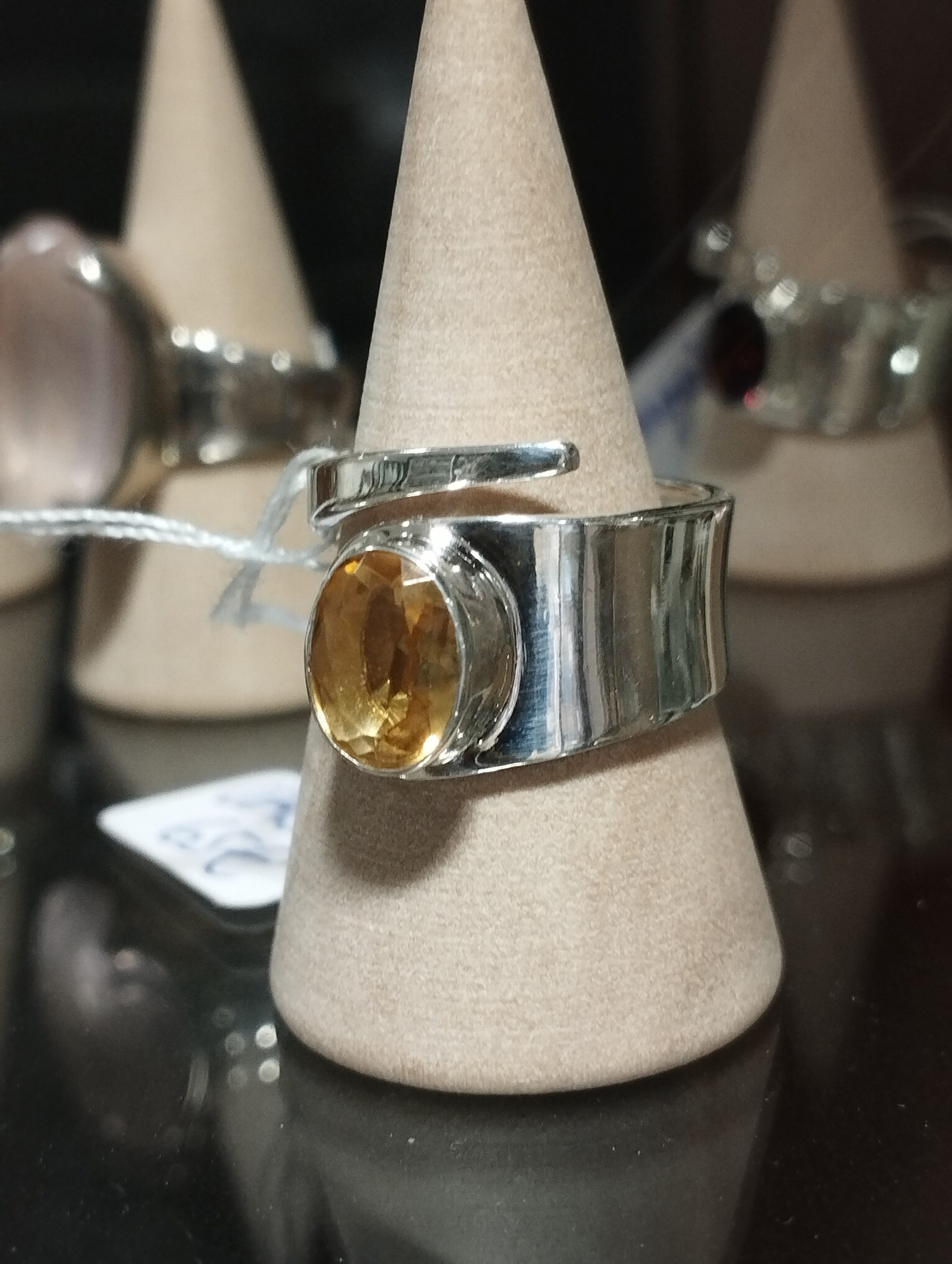bague citrine facettes et argent sterling 925