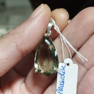 pendentif prasiolite à facettes et argent sterling 925