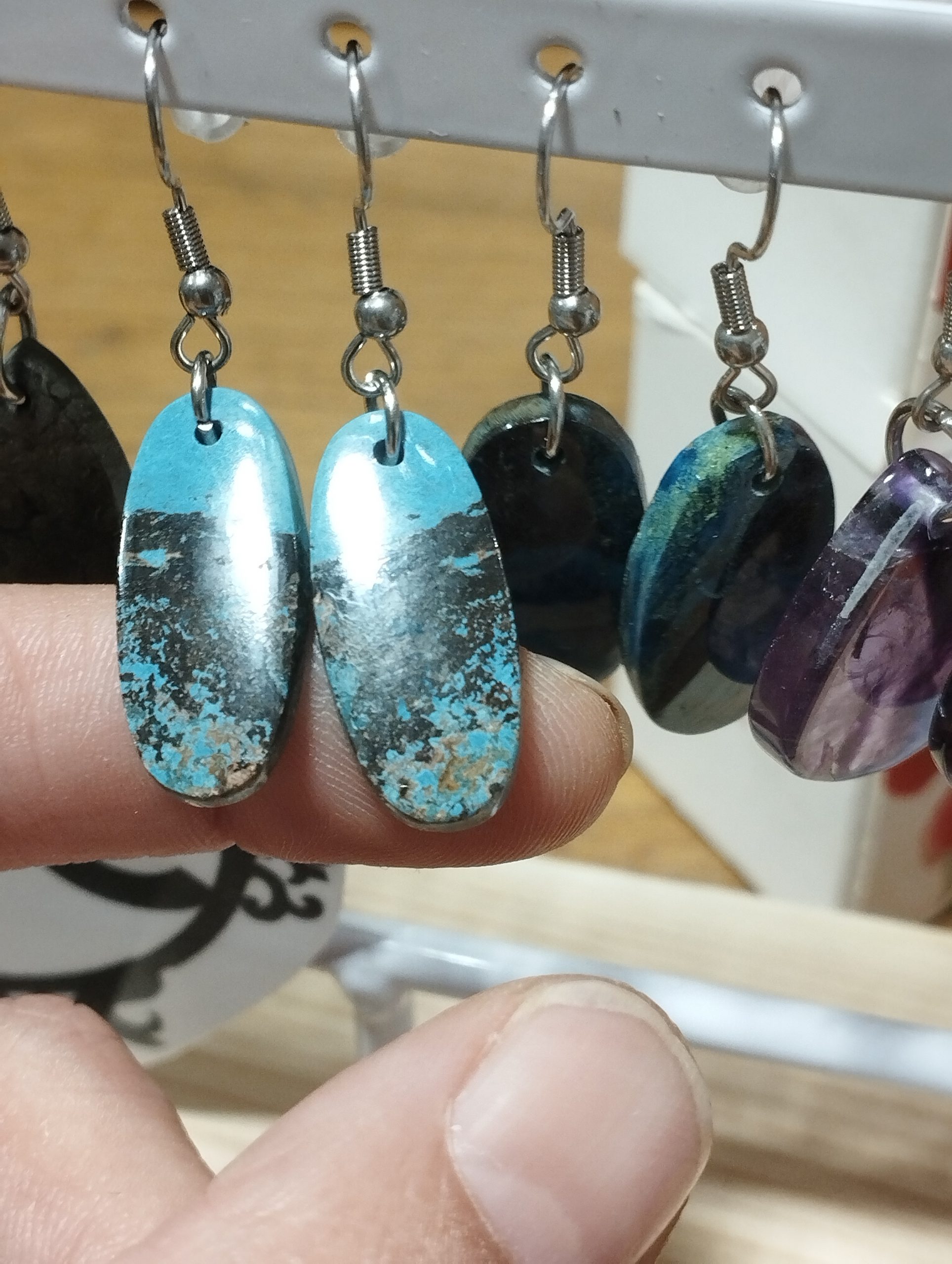 boucles d'oreilles en azurite