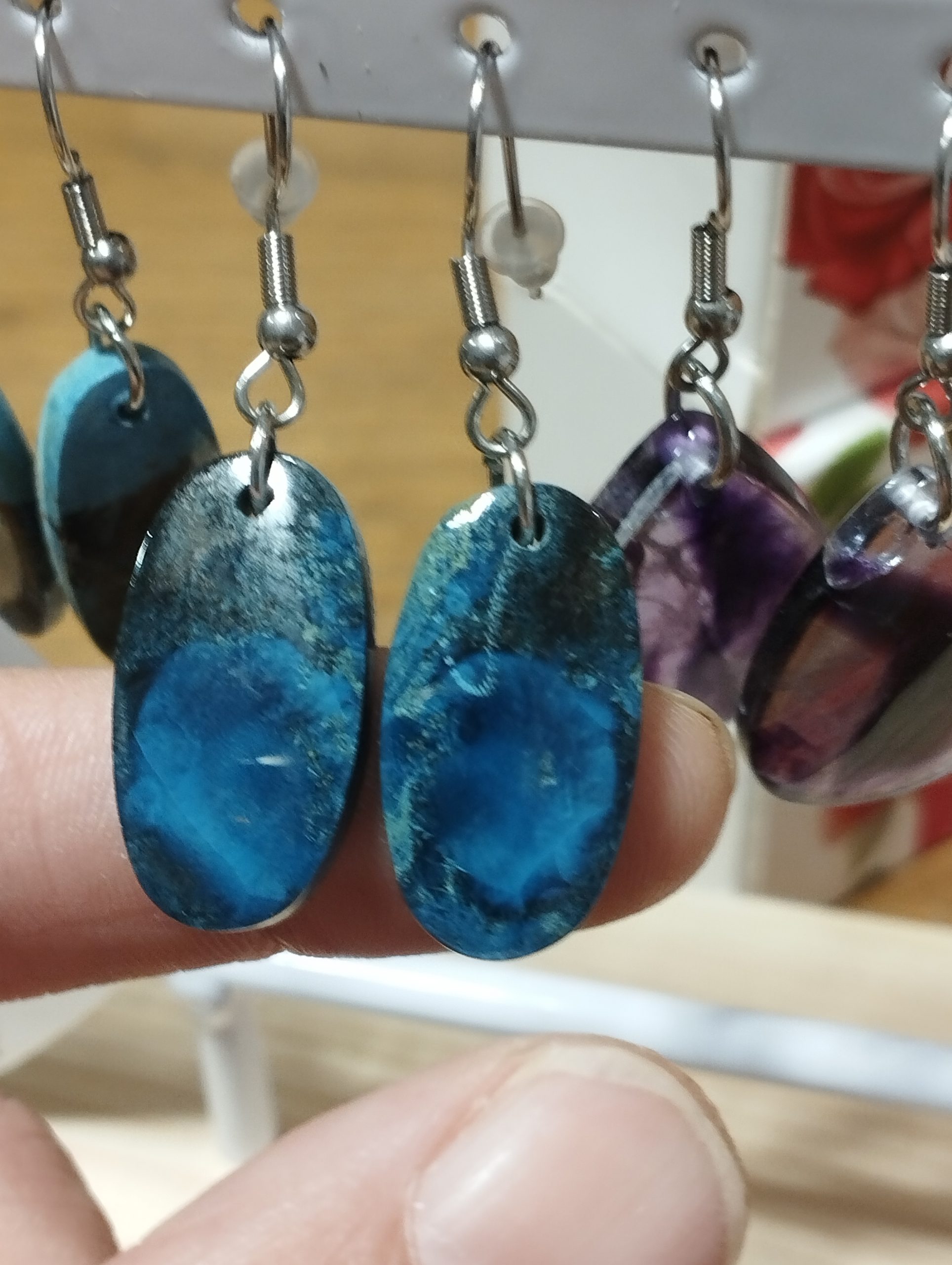 boucles d'oreilles en azurite